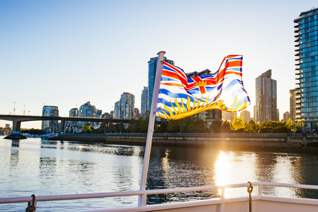 The beautiful flag of British Columbia in front of downtown Vancouver at sunset 2000pc Puzzle