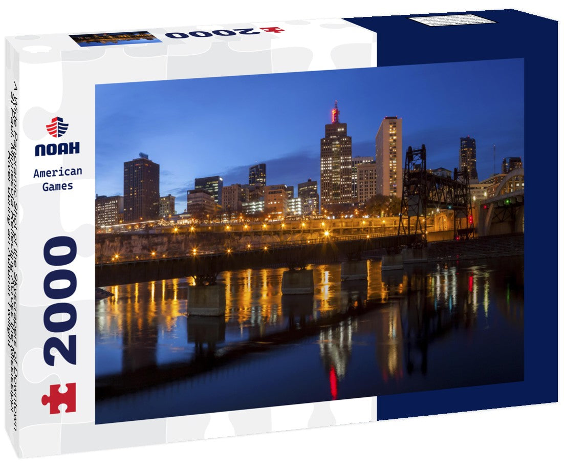A Shot ofthe Skyscrapers of Downtown St Paul, Minnesota Reflecting Across the Mississippi River during an Autumn Twilight 2000pc Puzzle