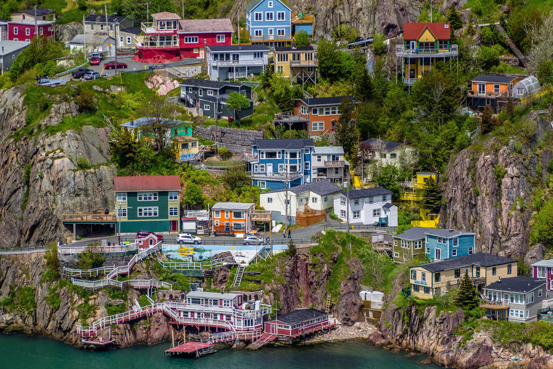aerial view of beautiful, colorful houses on the rocky slope of Signal Hill in St. John's Newfoundland, Canada 2000pc Puzzle