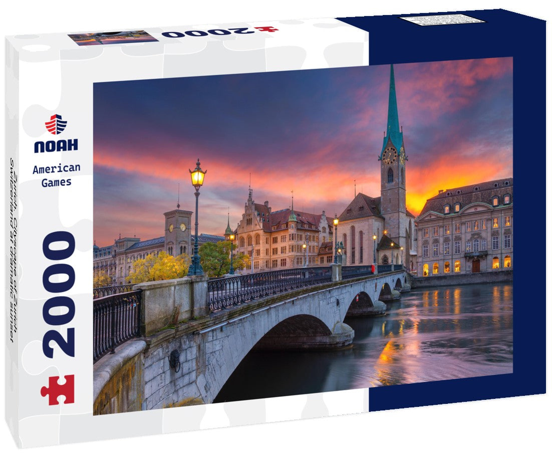 Zurich. Cityscape of Zurich, Switzerland at dramatic sunset 2000pc Puzzle