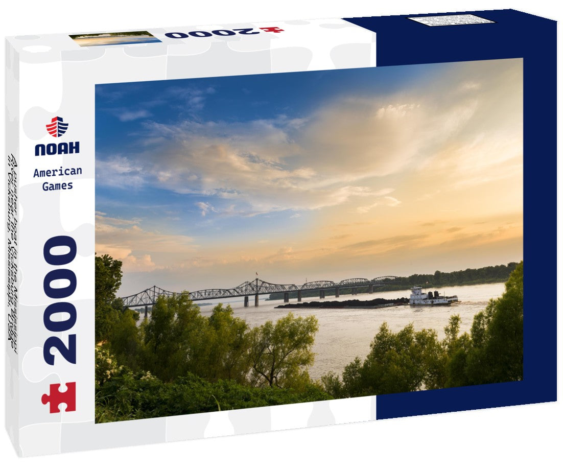 A pusher boat in the Mississippi River near the Vicksburg Bridge in Vicksburg, Mississippi, USA 2000pc Puzzle
