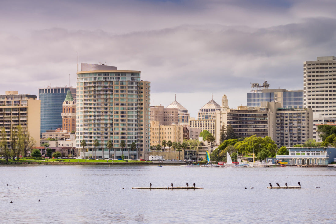 Downtown Oakland as seen from across the Merritt Lake on a cloudy spring day, San Francisco Bay Area, California 2000pc Puzzle