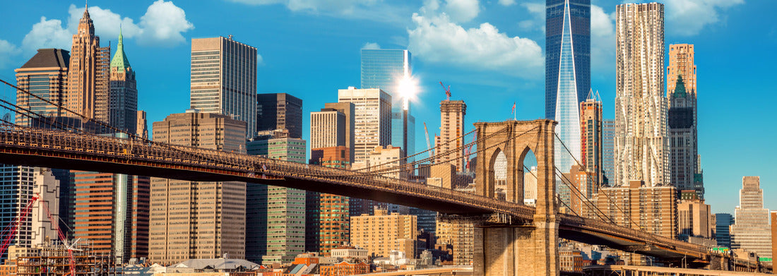 Noah Jigsaw Puzzle Skyline of downtown New York, Brooklin Bridge and Manhattan at early morning sunlight, New York City, USA panorama 1000 pieces