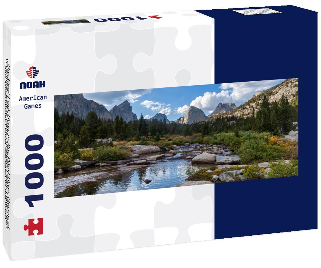 The East Fork River in the Wind River Range of Wyoming. Left to right, Ambush Peak, Raid Peak and Midsummer Dome are seen to the north 1000pc Panoramic Puzzle