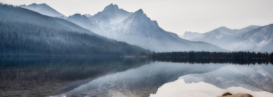 Noah Jigsaw Puzzle Reflection of the Sawtooth Mountains in Red Fish Lake on a foggy morning, Stanley, Idaho panorama 1000 pieces