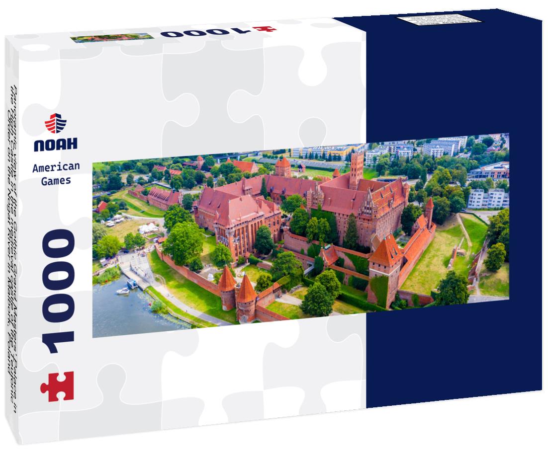 the Gothic Grand Masters' Palace in the High Castle in the medieval castle of the Teutonic Order on the Nogat River in Malbork, Poland 1000pc Panoramic Puzzle