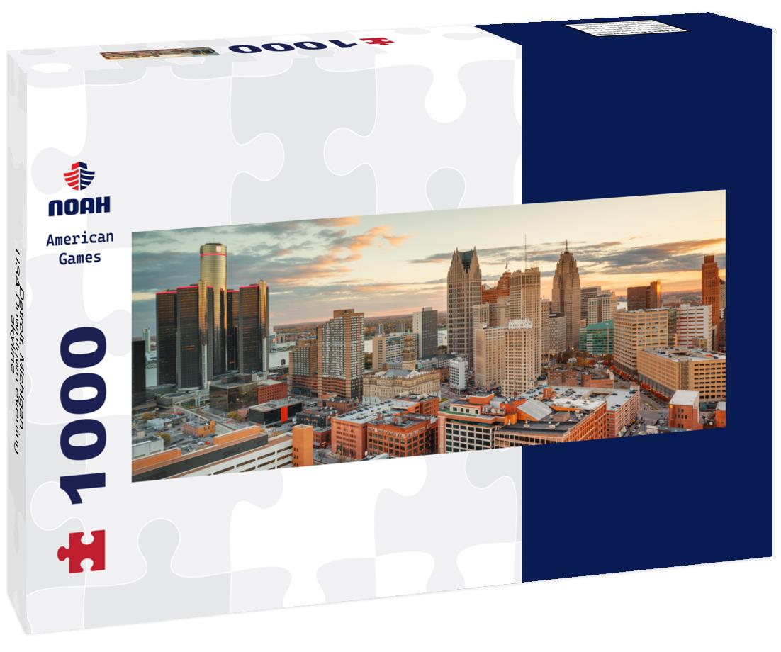 Noah Jigsaw Puzzle Detroit, Michigan, USA Downtown evening skyline panorama 1000 pieces