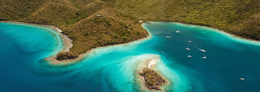 Noah Jigsaw Puzzle Waterlemon Cay with boats harboring in the bay on the island of St. John in the United States Virgin Islands National Park panorama 1000 pieces