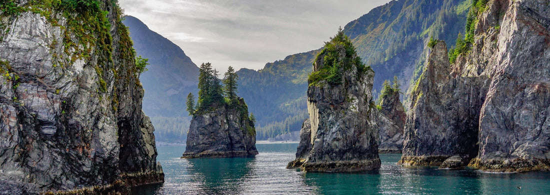 Noah Jigsaw Puzzle Rock Spires in the Turquoise Water of Spire Cove in the Kenai Fjords National Park panorama 1000 pieces