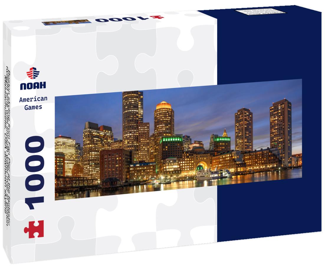 Noah Jigsaw Puzzle Boston skyline from Fan Pier at the fantastic twilight time with smooth water river in boston, Massachusetts, USA downtown skyline panorama 1000 pieces