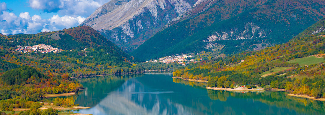 Noah Jigsaw Puzzle National Park Abruzzo, Lazio and Molise (Italy) - Autumn with foliage in the mountains nature reserve, with Barrea Lake, Camosciara and Val Fondillo emblem panorama 1000 pieces