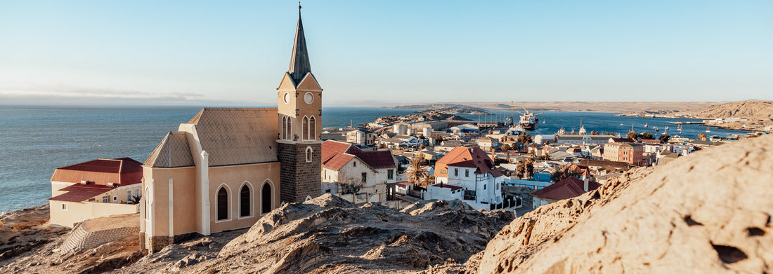 Noah Jigsaw Puzzle view of the city, the ocean and the Luderitz Church from the hill of Namibia 24mart 2021 panorama 1000 pieces