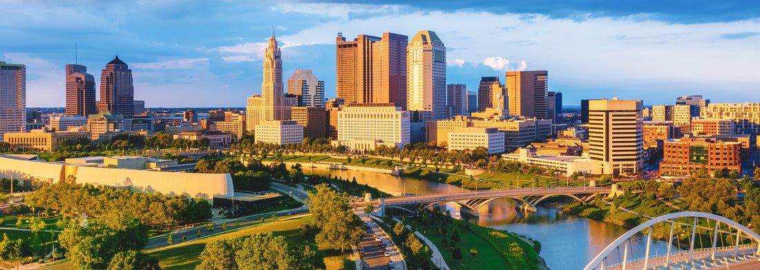 Noah Jigsaw Puzzle Aerial view of Columbus City Ohio with Scioto River at sunset panorama 1000 pieces