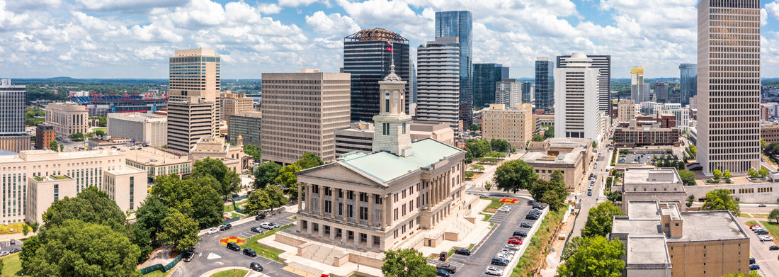 Noah Jigsaw Puzzle Aerial view of Nashville Capitol and skyline on a sunny day. Nashville is the capital and most populous city of Tennessee, and a major center for the music industry panorama 1000 pieces