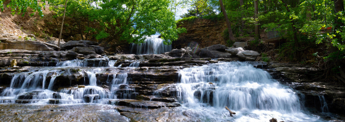 Waterfall in Bella Vista, Arkansas 1000pc Panoramic Puzzle