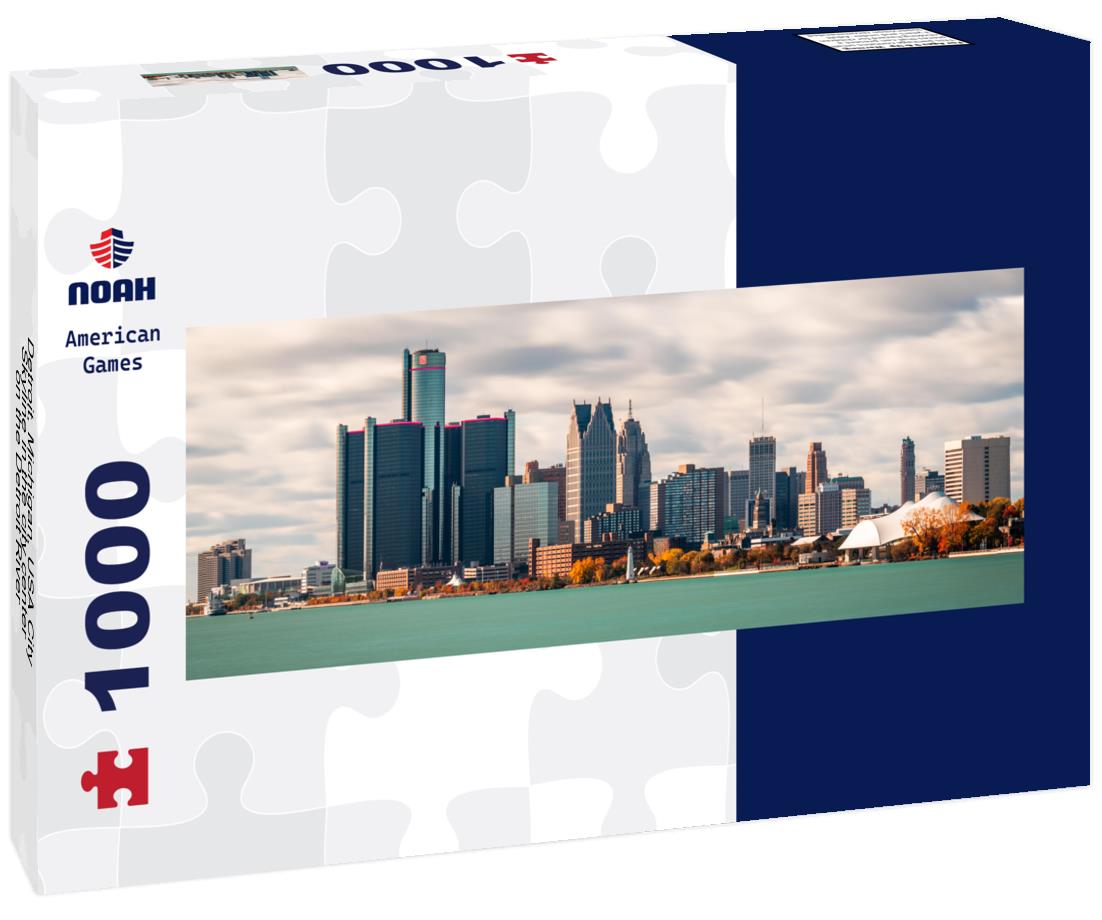 Noah Jigsaw Puzzle Detroit, Michigan, USA City Skyline in the city center on the Detroit River panorama 1000 pieces