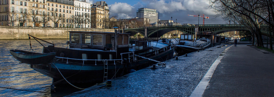 Noah Jigsaw Puzzle Boats in sena river on pier, Paris city panorama 1000 pieces