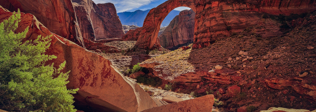 Noah Jigsaw Puzzle Beautiful rock formation in Glen Canyon near Lake Powell, Utah. Rocks formed unbelievable bridge called Rainbow Bridge National Monument panorama 1000 pieces