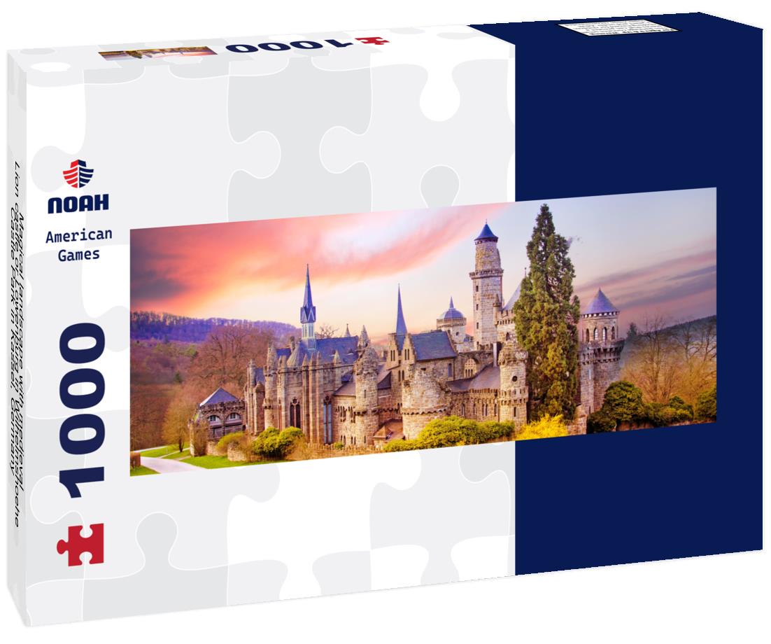 Noah Jigsaw Puzzle Magical landscape with medieval Lion castle or Lowenburg in Wilhelmshoehe Castle Park in Kassel, Germany, Europe at dawn panorama 1000 pieces