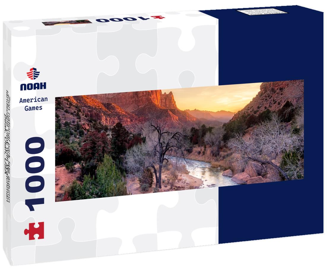 Zion national park late autumn landscape view with Watchman peak, Utah, USA 1000pc Panoramic Puzzle