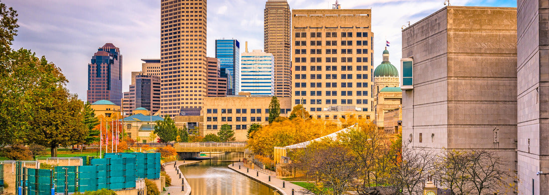 Noah Jigsaw Puzzle Indianapolis, Indiana, USA downtown city skyline over river walk panorama 1000 pieces