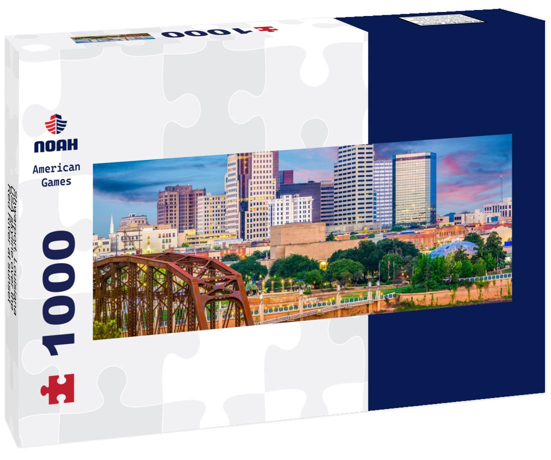 Shwarport, Louisiana, USA skyline over the Red River at sunset 1000pc Panoramic Puzzle