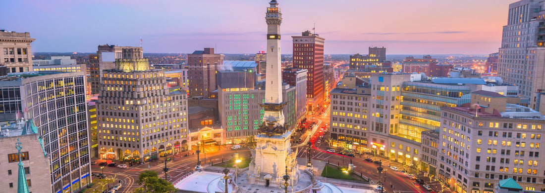 Noah Jigsaw Puzzle Indianapolis, Indiana, USA skyline over Soliders' and Sailors' Monument at dusk panorama 1000 pieces