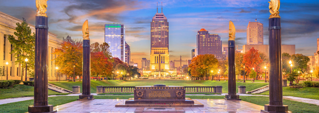 Noah Jigsaw Puzzle Indianapolis, Indiana, USA monuments and downtown skyline at dusk panorama 1000 pieces