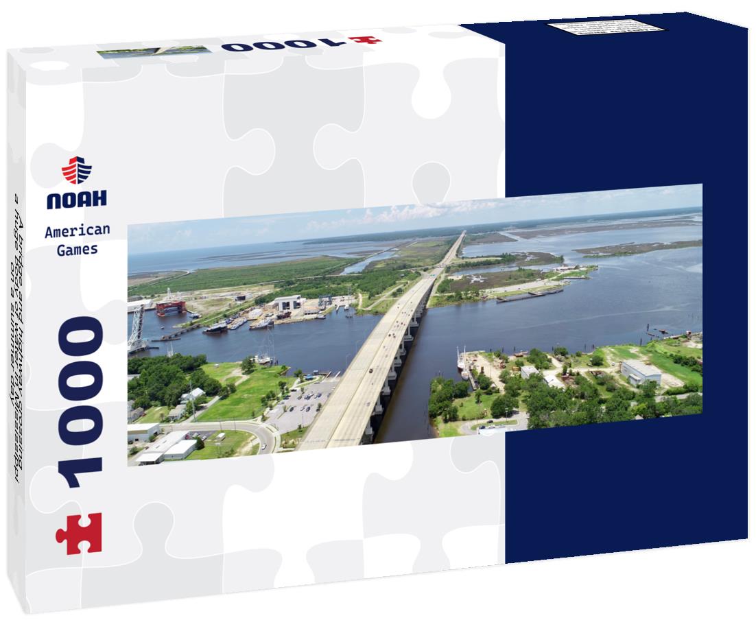 Noah Jigsaw Puzzle A bridge and highway crossing a huge body of water in Mississippi on a summer day panorama 1000 pieces