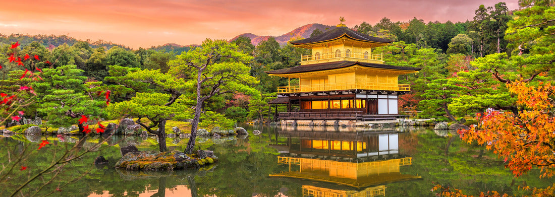 Noah Jigsaw Puzzle Kyoto, Japan at Kinkaku-ji, The Temple of the Golden Pavilion at dusk panorama 1000 pieces