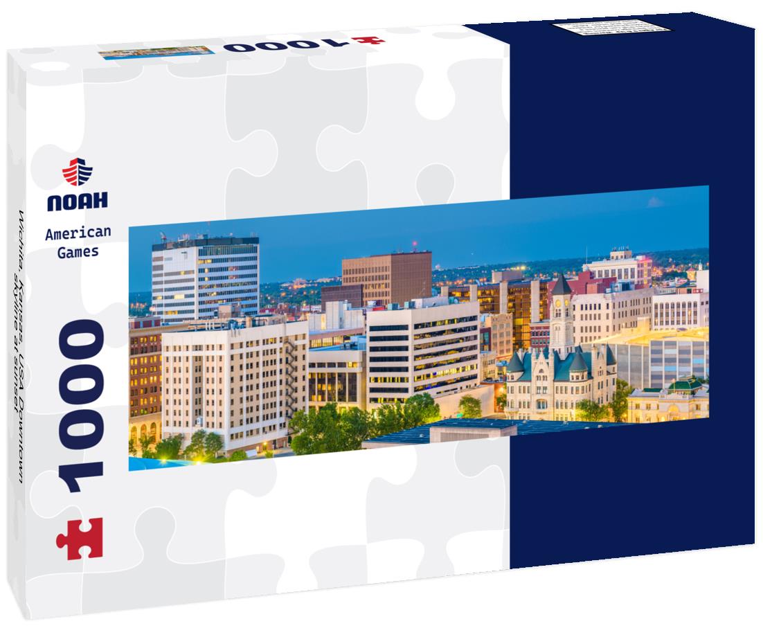 Wichita, Kansas, USA Downtown skyline at sunset 1000pc Panoramic Puzzle