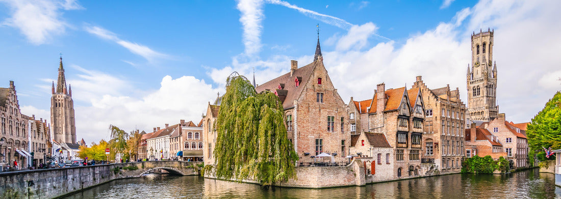 Noah Jigsaw Puzzle Panoramic view of the city with the Belfry tower and famous canal in Bruges, Belgium panorama 1000 pieces