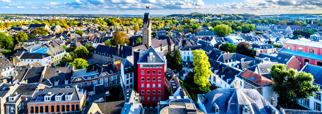 Noah Jigsaw Puzzle Aerial view of the historic city of Maastricht in the Netherlands from the tower of St. Janskerk (Johannkirche), which is located on Vrijthof Square in the city center panorama 1000 pieces