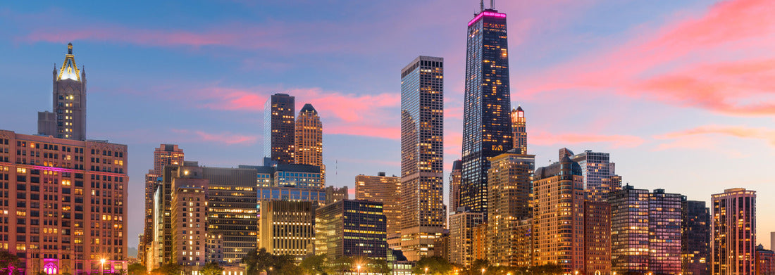 Noah Jigsaw Puzzle Chicago, Illinois, USA Downtown Skyline from Lake Michigan at dusk panorama 1000 pieces