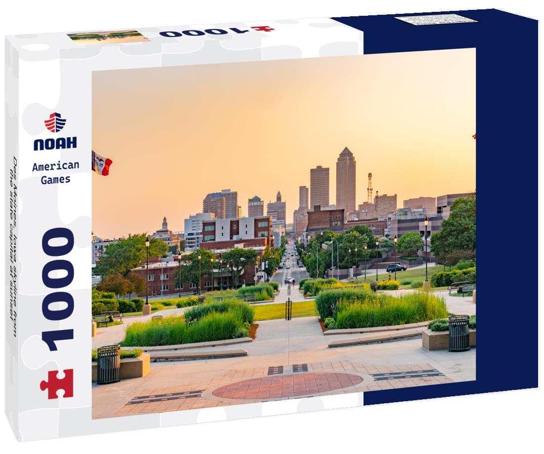 Noah Jigsaw Puzzle Des Moines, Iowa skyline from the state capital at sunset 1000 pieces