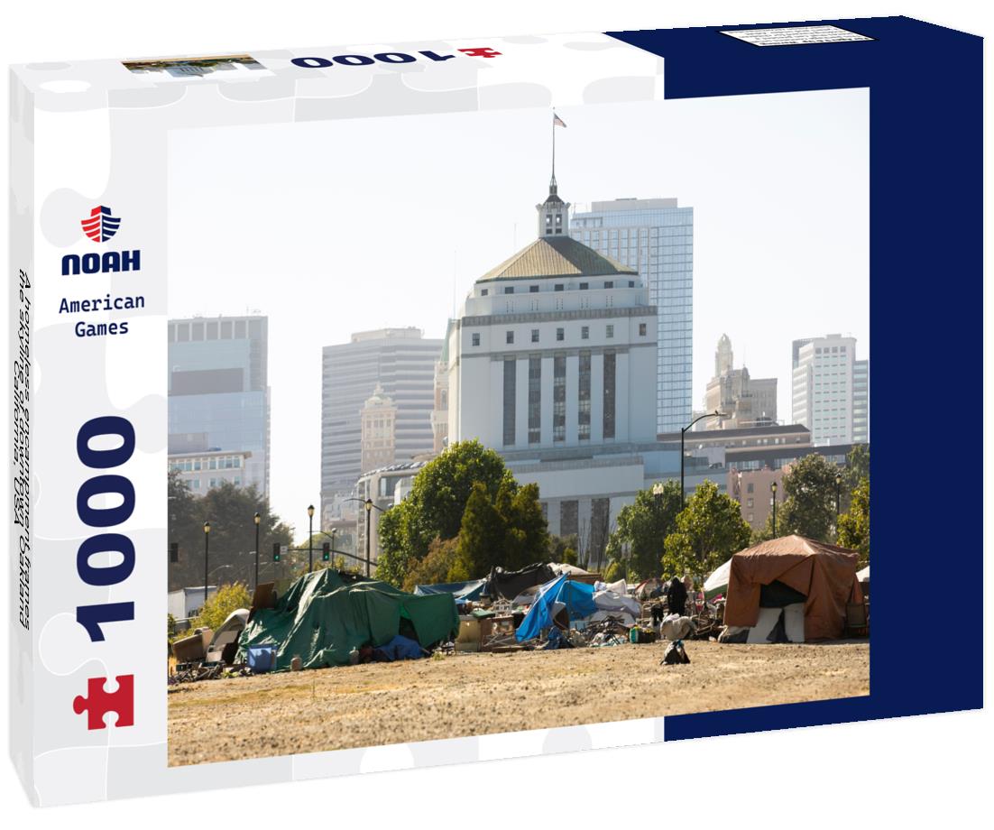 Noah Jigsaw Puzzle A homeless encampment frames the skyline of downtown Oakland, California, USA 1000 pieces