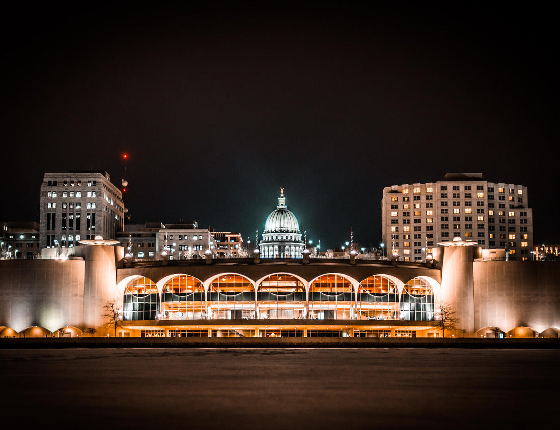 Noah Jigsaw Puzzle Nighttime Madison Wisconsin Capitol Building and Monona Terrace From Lake Monona 1000 pieces
