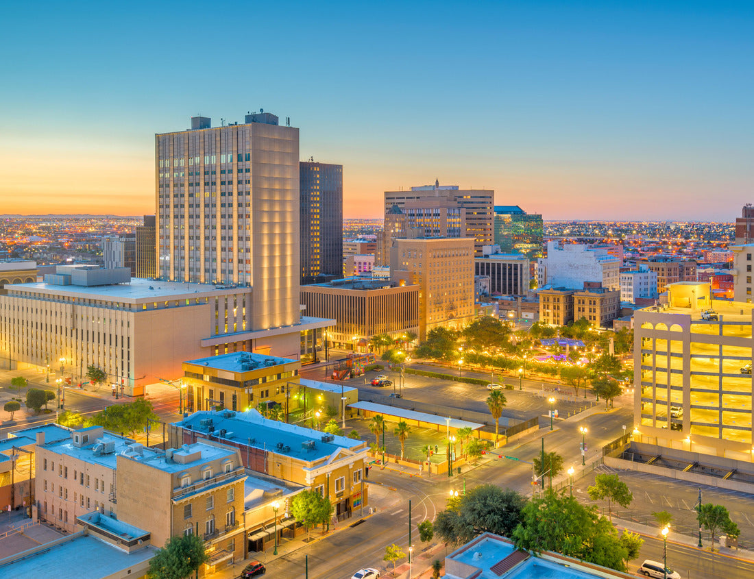 Noah Jigsaw Puzzle El Paso, Texas, USA downtown city skyline at dusk with Juarez, Mexico in the distance 1000 pieces