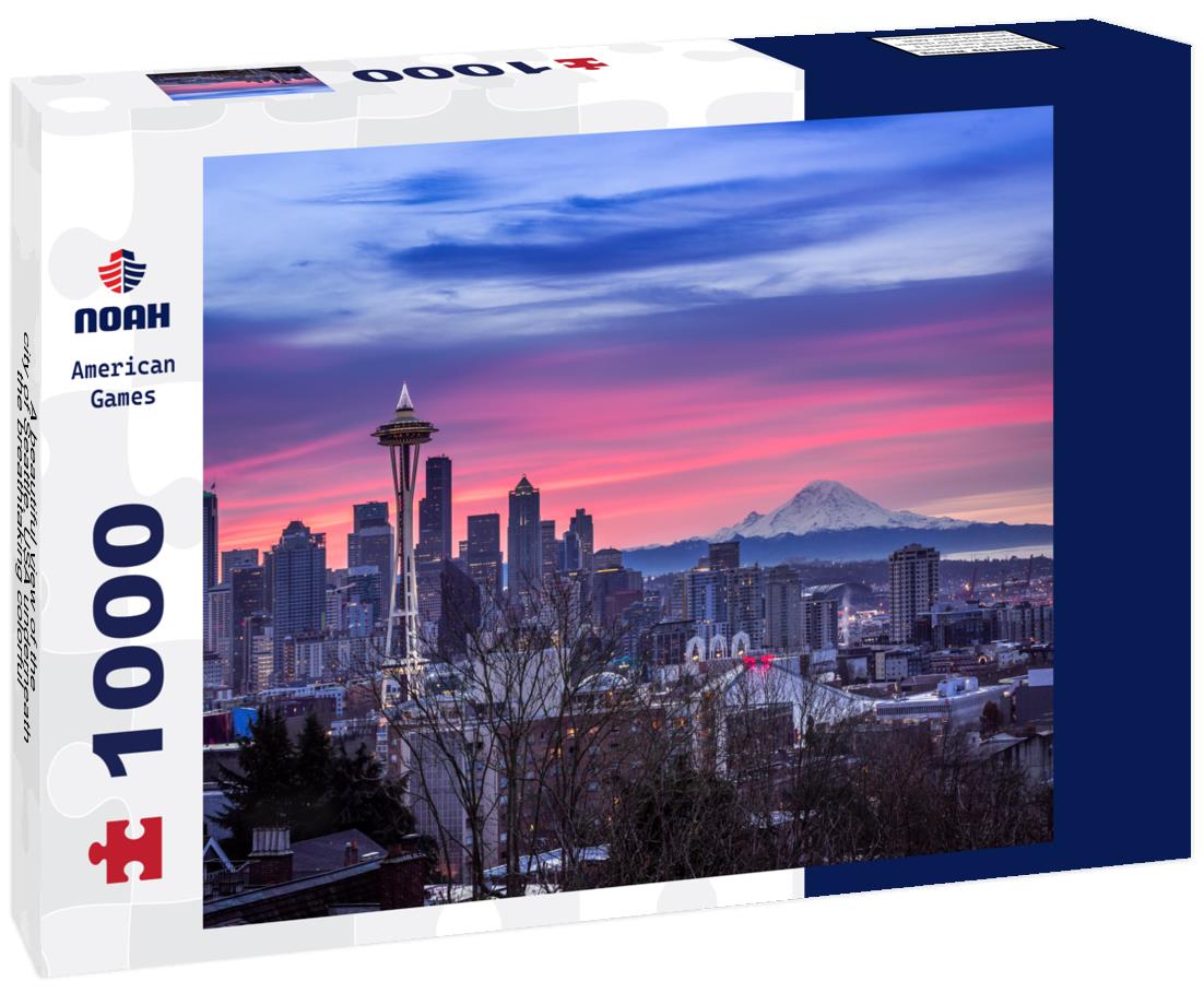 Noah Jigsaw Puzzle A beautiful view of the city of Seattle, USA underneath the breathtaking colorful sky 1000 pieces