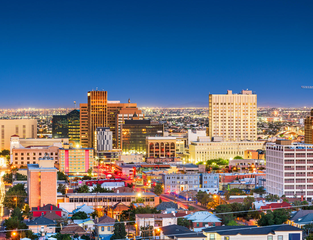 Noah Jigsaw Puzzle El Paso, Texas, USA downtown city skyline at dusk with Juarez, Mexico in the distance 1000 pieces