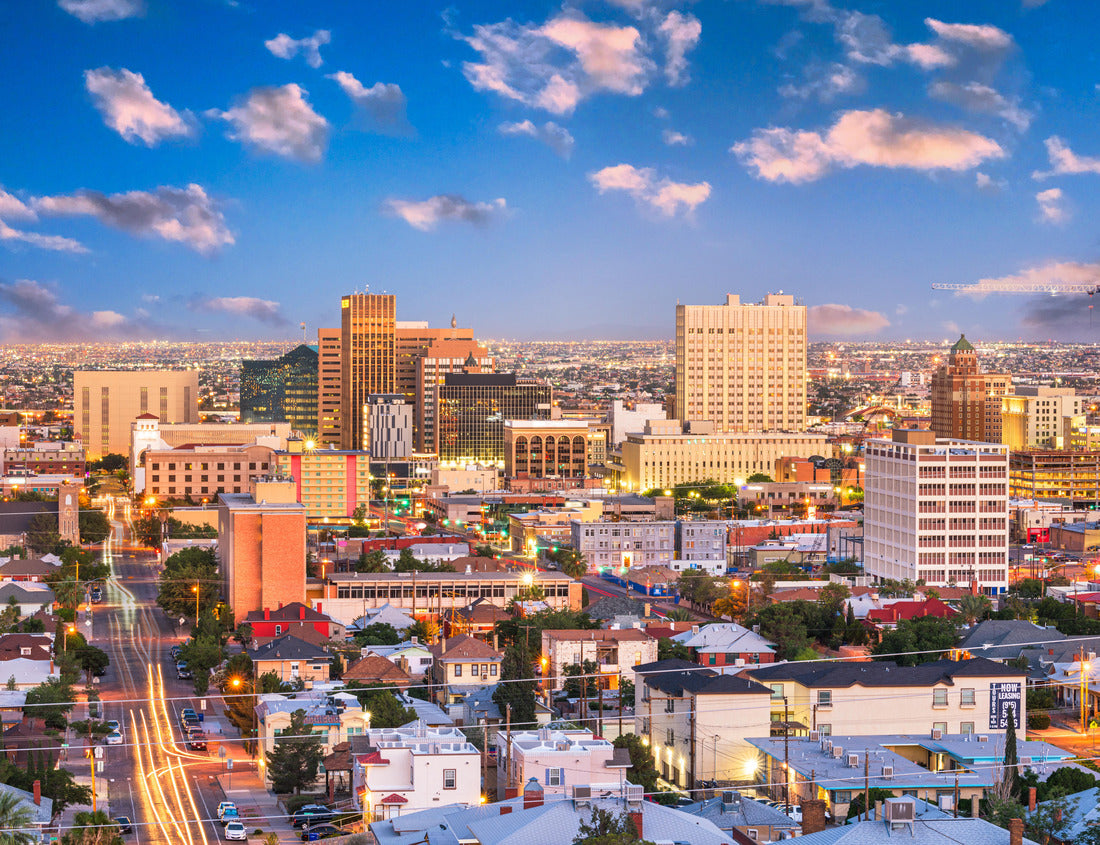 Noah Jigsaw Puzzle El Paso, Texas, USA downtown city skyline at dusk with Juarez, Mexico in the distance 1000 pieces