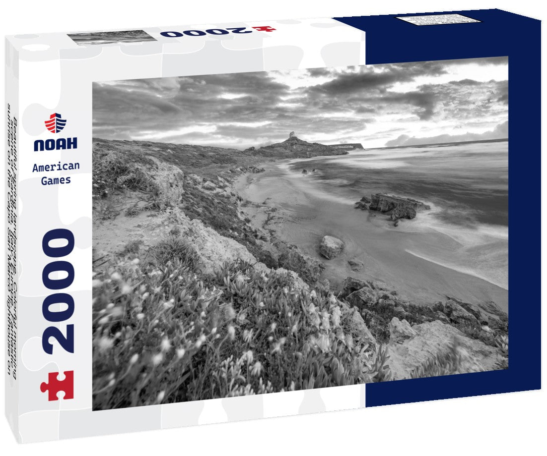 Beautiful spring landscape. Colorful morning scene of Sardinia, Italy, Europe. Fantastic sunrise on the Capo San Marco lighthouse on the Del Sinis peninsula 2000pc PuzzleBlack and White