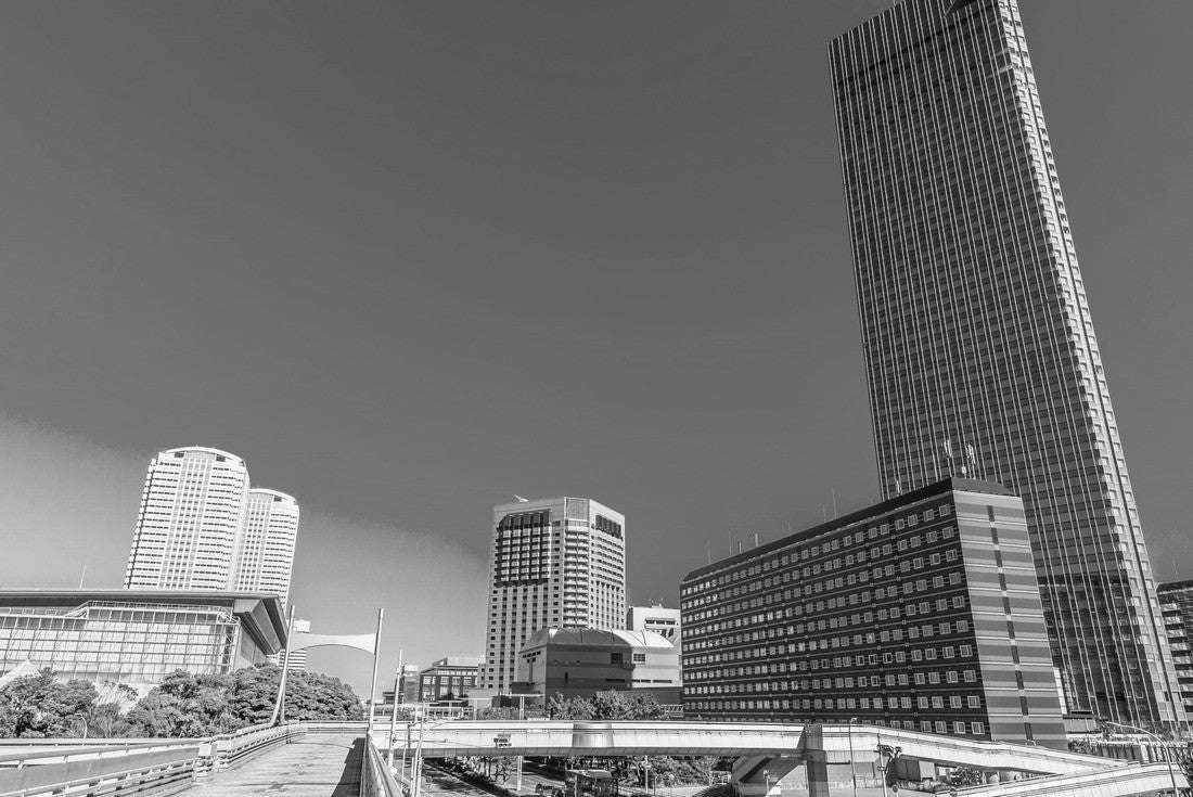 Landscape of Makuhari New City, Chiba Prefecture, Japan. Makuhari is a new business district near Tokyo 2000pc PuzzleBlack and White