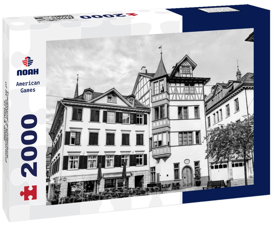 Traditional architecture of St. Gallen in Switzerland 2000pc PuzzleBlack and White