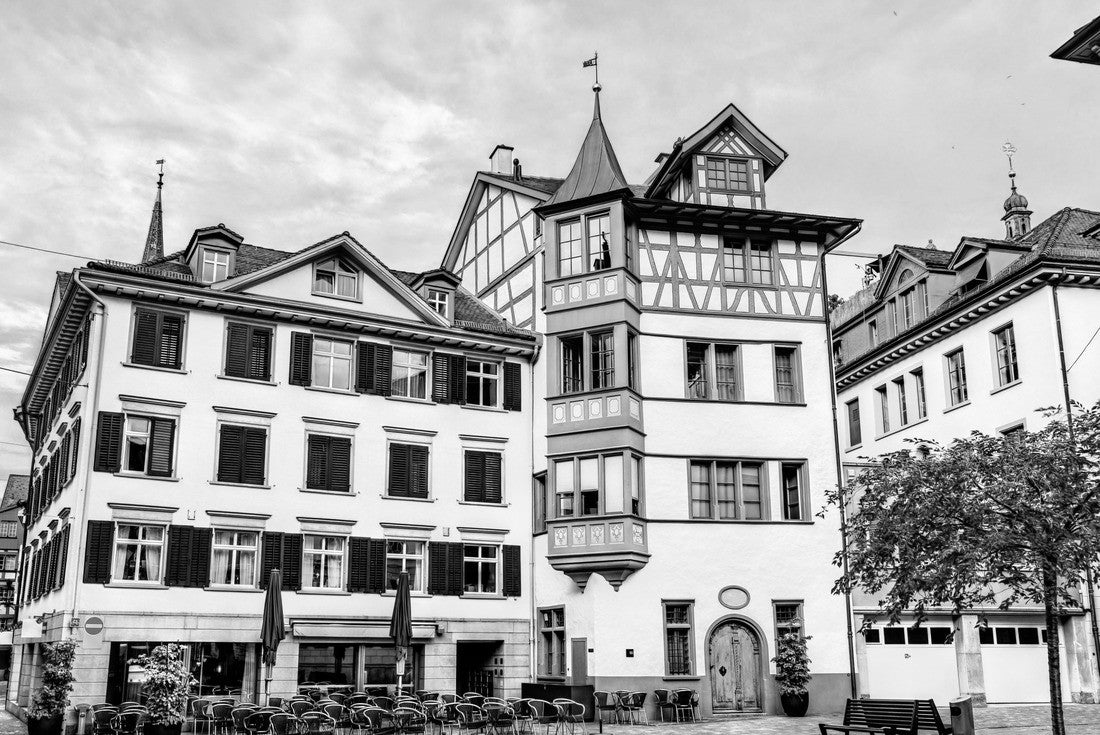 Traditional architecture of St. Gallen in Switzerland 2000pc PuzzleBlack and White