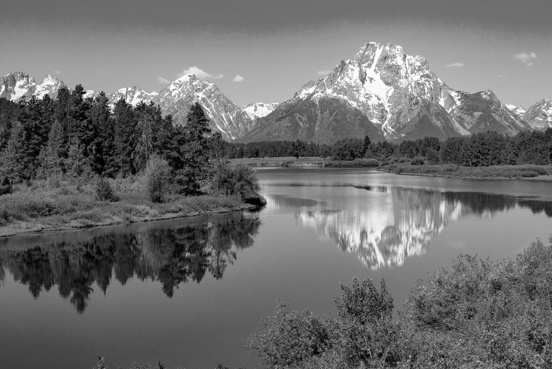 Noah Jigsaw Puzzle View of Mount Moran in Grand Teton National Park from oxbow bend in black white 2000 pieces