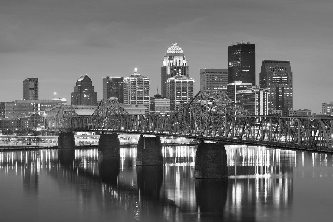 Louisville, Kentucky, USA downtown skyline on the Ohio River at dusk 2000pc PuzzleBlack and White