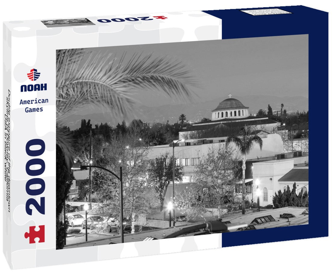 Double exposure of the downtown skyline of Downey, California, USA 2000pc PuzzleBlack and White