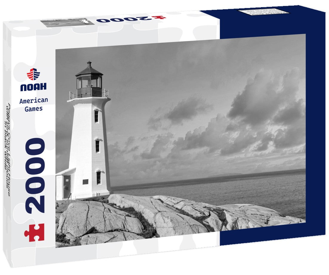 Peggys Cove Light House with pink sunset clouds 2000pc PuzzleBlack and White