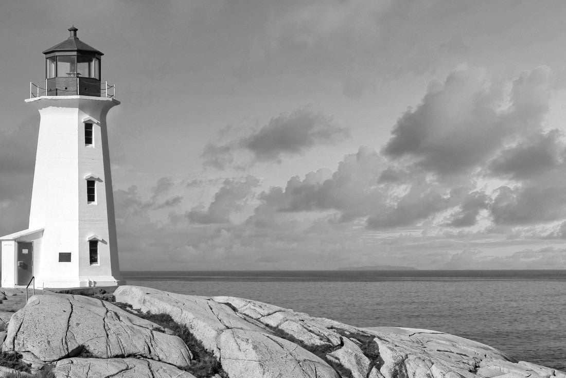 Peggys Cove Light House with pink sunset clouds 2000pc PuzzleBlack and White